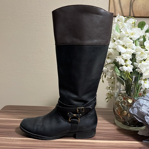 Ralph Lauren, Savion black and brown leather riding boots - Picture 4 of 14